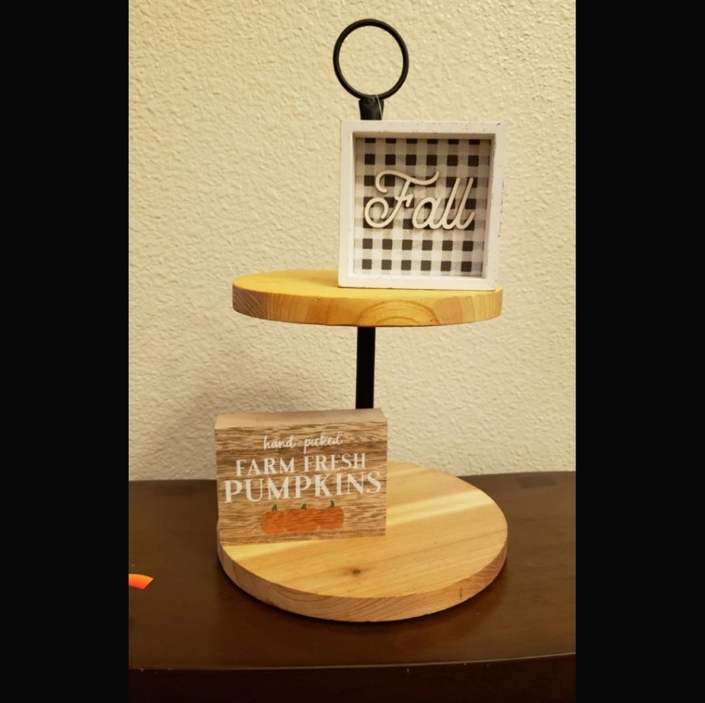 Target dollar spot tiered tray and fall signs
